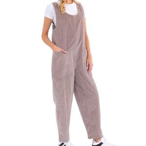 Aaron & Amber Wide Leg Cordury Jumpsuit in Taupe (FP High Roller Dup)